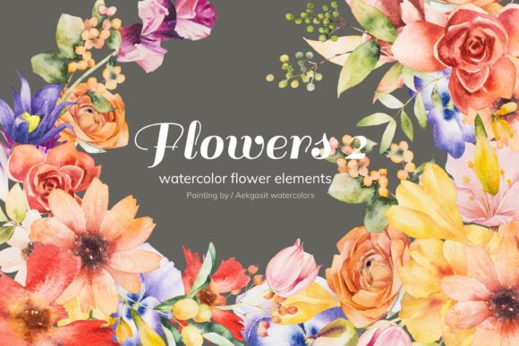 Download Watercolor Flower Elements No 3 - Elements Collection