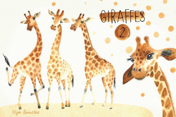 Download Watercolor Giraffes Hand Painted - Hand painted Collection