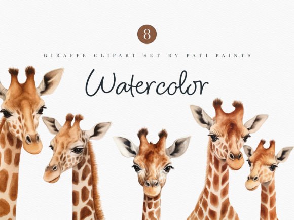 Download Watercolor Giraffe Clipart Nursery Set - Giraffe clipart Collection