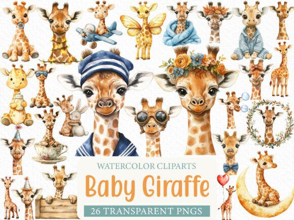 Download Watercolor Baby Giraffe Clipart Bundle - Giraffe clipart Collection