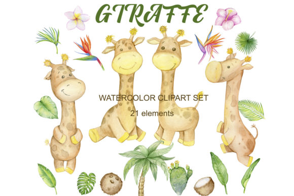 Download Watercolor. Giraffe Clipart, Cute Tropic - Giraffe clipart Collection
