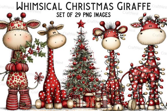 Download Whimsical Christmas Giraffe Clipart - Giraffe clipart Collection