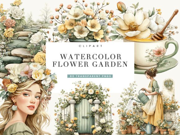 Download Watercolor Flower Garden Clipart Bundle - Premium Resources