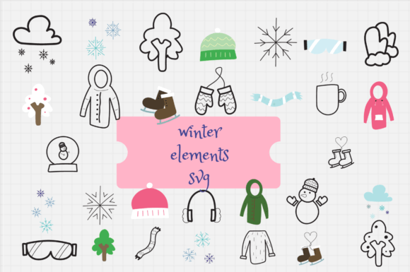 Download Winter Elements Outline Isolate - Elements Collection