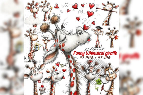 Download Whimsical Giraffe Clipart Set - Giraffe clipart Collection
