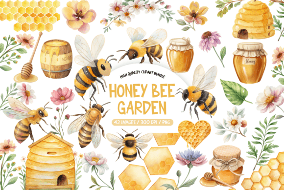 Download Honey Bee Garden Clipart Bundle - Premium Resources
