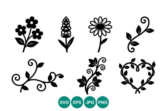 Download Black and White Floral Vine Elements - Elements Collection