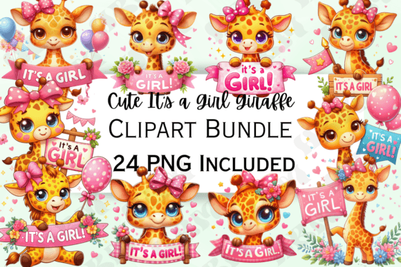 Download Cute It's a Girl Giraffe Clipart - Giraffe clipart Collection