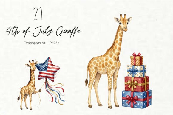 Download Watercolor 4th of July Giraffe Clipart - Giraffe clipart Collection