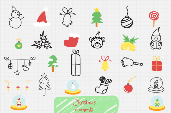 Download Christmas Elements Outline Isolate - Elements Collection