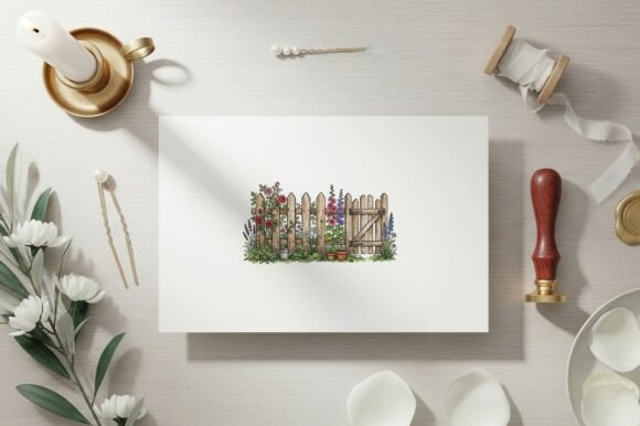 Download Garden Fence Flowers Watercolor Art - Watercolor art Collection